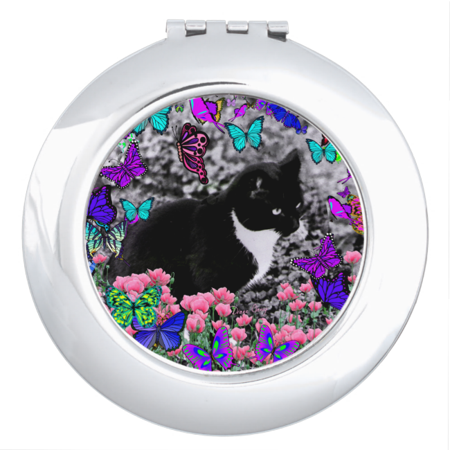 Freckles in Butterflies III, Tux Kitty Cat Vanity Mirror Freckles in Butterflies III, Tux Kitty Cat Vanity Mirror