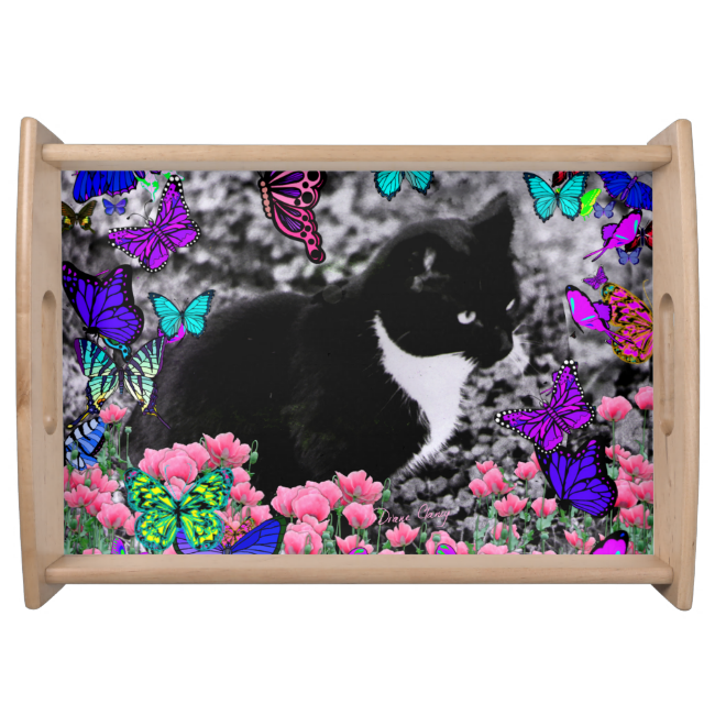 Freckles in Butterflies III, Tux Kitty Cat Service Trays