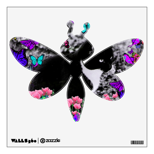 Freckles in Butterflies III, Tux Kitty Cat Room Stickers Freckles in Butterflies III, Tux Kitty Cat Room Stickers