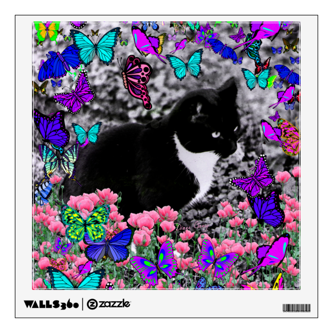 Freckles in Butterflies III, Tux Kitty Cat Room Graphics