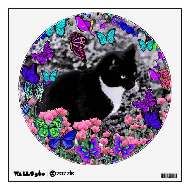 Freckles in Butterflies III, Tux Kitty Cat Wall Decals