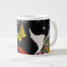 Freckles in Butterflies - Tux Kitty Cat Extra Large Mugs