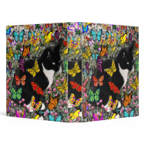 Freckles in Butterflies - Tuxedo Kitty 3 Ring Binders