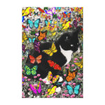 Freckles in Butterflies - Tuxedo Kitty Canvas Print