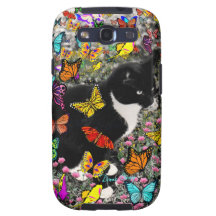 Freckles in Butterflies - Tuxedo Kitty Samsung Galaxy S3 Cases