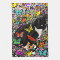 Freckles in Butterflies - Tuxedo Kitty Towel