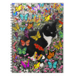 Freckles in Butterflies - Tuxedo Kitty Spiral Note Book
