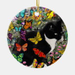 Freckles in Butterflies - Tuxedo Kitty Christmas Tree Ornaments