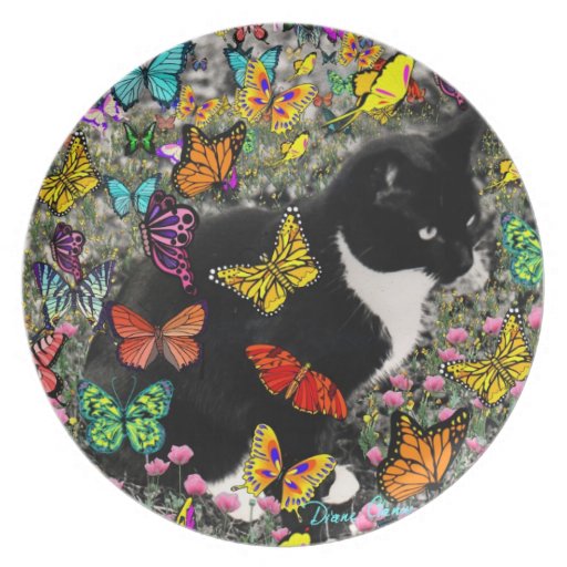 Freckles in Butterflies - Tuxedo Kitty Party Plates