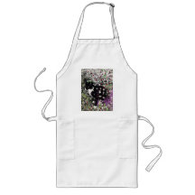 Freckles in Flowers I - Black and White Tux Kitty Apron