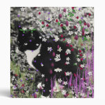 Freckles in Flowers I - Black and White Tux Kitty 3 Ring Binders