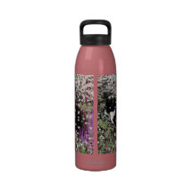 Freckles in Flowers I - Black and White Tux Kitty Water Bottle