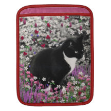 Freckles in Flowers II - Black and White Tux Cat Sleeves For iPads