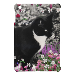 Freckles in Flowers II, Black and White Tuxedo Cat Case For The iPad Mini