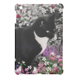 Freckles in Flowers II, Black and White Tuxedo Cat iPad Mini Covers