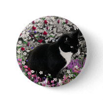 Freckles in Flowers II Button - Tux Cat