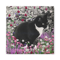 Freckles in Flowers II Magnet - Tuxedo Cat magnets