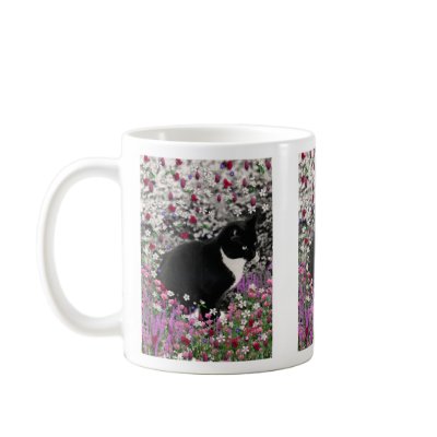 Freckles in Flowers II Mug - Tuxedo Cat by dianeclancyart