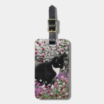 Freckles in Flowers II - Tux Kitty Cat Luggage Tags