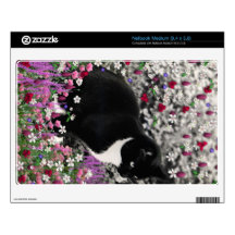 Freckles in Flowers II - Tux Kitty Cat Decal For Netbook