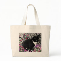 Freckles in Flowers II - Tuxedo Cat bags