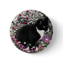 Freckles in Flowers II - Tuxedo Cat Pins