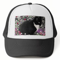 Freckles in Flowers II - Tuxedo Cat hats