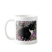 Freckles in Flowers II - Tuxedo Cat mugs