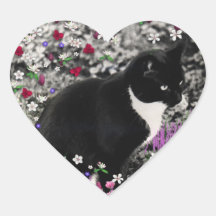 Freckles in Flowers II - Tuxedo Cat Sticker