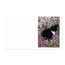 Freckles in Flowers II - Tuxedo Kitty Cat Business Card