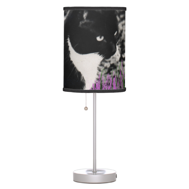 Freckles in Flowers II, Tuxedo Kitty Cat Lamps