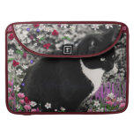 Freckles in Flowers II - Tuxedo Kitty Cat MacBook Pro Sleeves