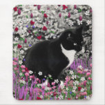 Freckles in Flowers II - Tuxedo Kitty Cat Mouse Pad