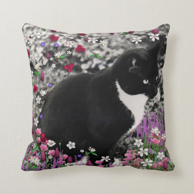 Freckles in Flowers II, Tuxedo Kitty Cat Pillow Freckles in Flowers II, Tuxedo Kitty Cat Pillow