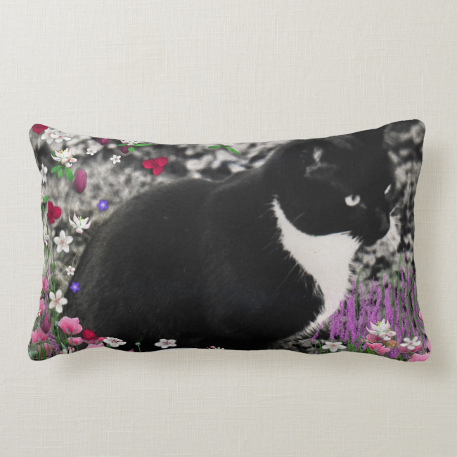 Freckles in Flowers II, Tuxedo Kitty Cat Pillows Freckles in Flowers II, Tuxedo Kitty Cat Pillows
