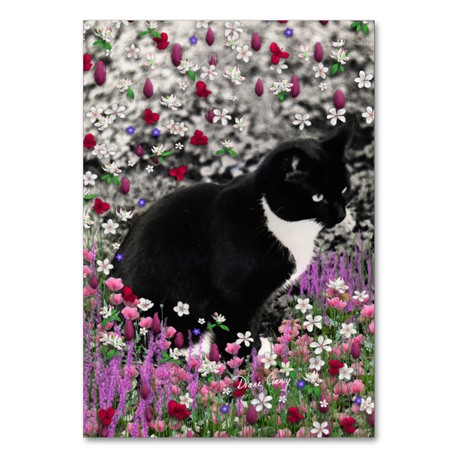Freckles in Flowers II, Tuxedo Kitty Cat Table Cards Freckles in Flowers II, Tuxedo Kitty Cat Table Cards