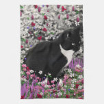 Freckles in Flowers II - Tuxedo Kitty Cat Towels