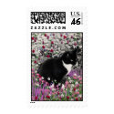 Freckles in Flowers II - Tuxedo Kitty postage