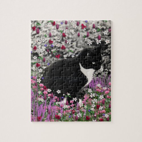 Freckles in Flowers II - Tuxedo Kitty jigsaw puzzle