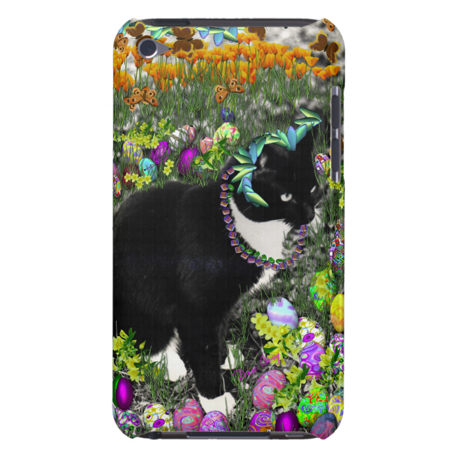 Freckles, Tux Cat, in the Hunt for Easter Eggs Barely There iPod Covers