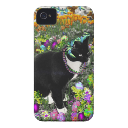 Freckles, Tux Cat, in the Hunt for Easter Eggs iPhone 4 Covers