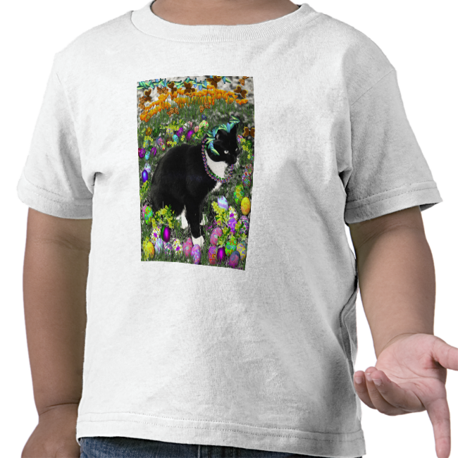 Freckles, Tux Cat, in the Hunt for Easter Eggs T Shirts Freckles, Tux Cat, in the Hunt for Easter Eggs T Shirts
