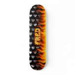 Fred skateboard fire and flames design.
