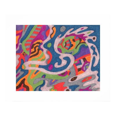 "Fred the Cosmic Worm" Abstract Art Posters by RLMdesignes