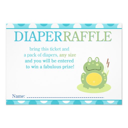 Freddy the Frog Baby Shower Diaper Raffle Card