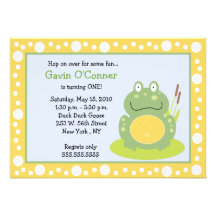 Freddy the Frog Froggy Birthday 5x7 Invitations
