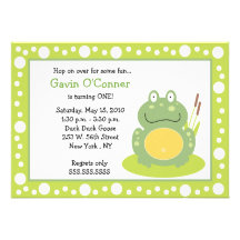 Freddy the Frog Froggy Birthday 5x7 Invitations