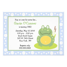 Freddy the Frog Froggy Birthday 5x7 Invitations