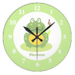 Freddy the Frog Green Froggy Nursery Wall Clock