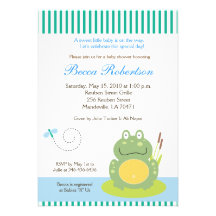 Freddy the Pond Frog Baby Shower 5x7 Invitation
